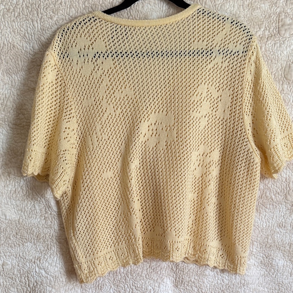 Kathie Lee Collection Light Yellow Knit Cardigan - Picture 4 of 5